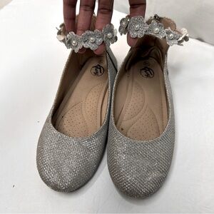 Trary Silver Dress Shoes Girl’s Elegant Design ballerina Shoes RoundToe BigKid 4